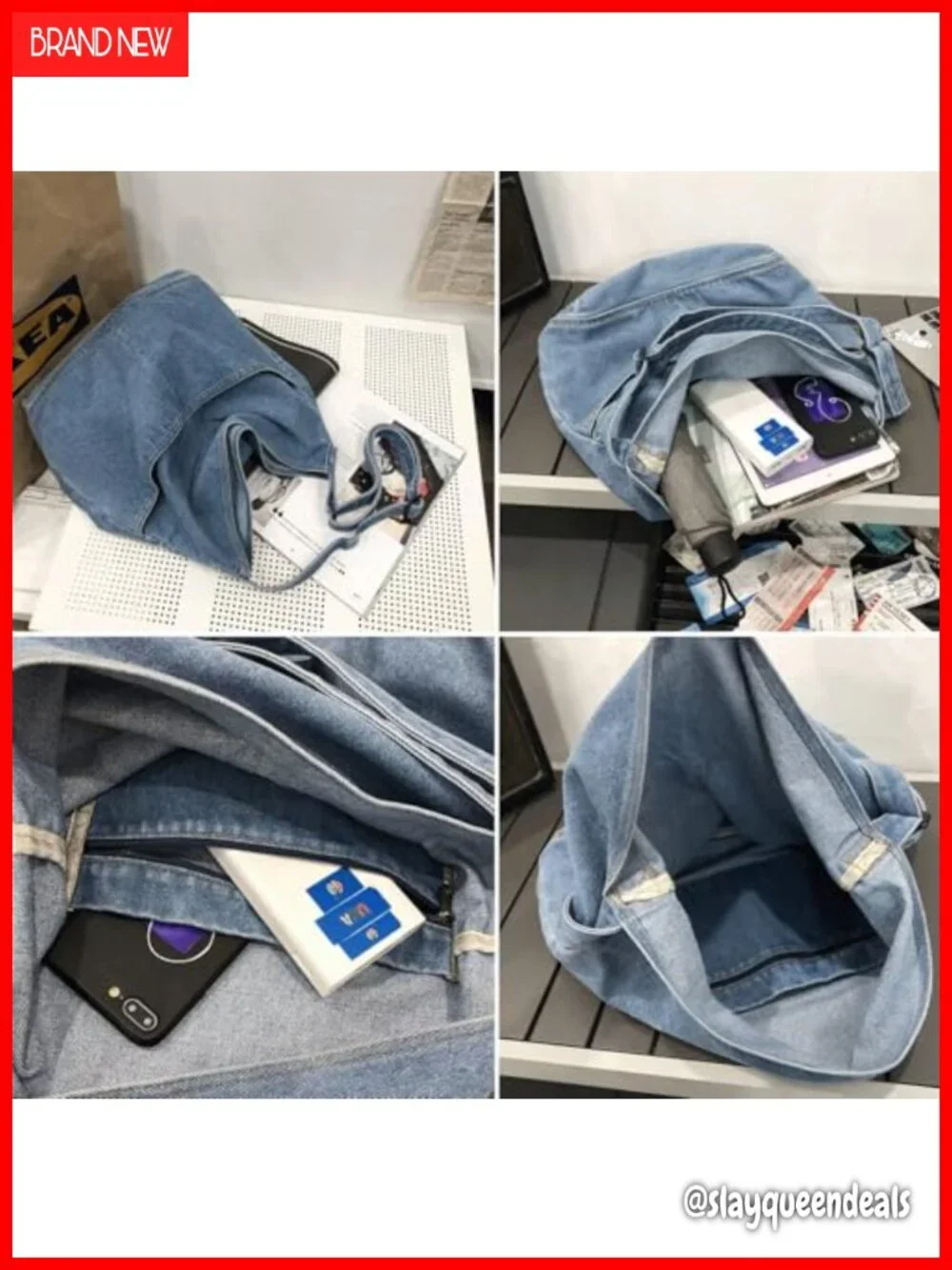 Denim Canvas Messenger Shoulder Bag Crossbody Tote 13